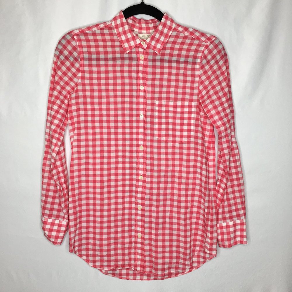 J. Crew gingham plaid button up shirt size XXS AE10